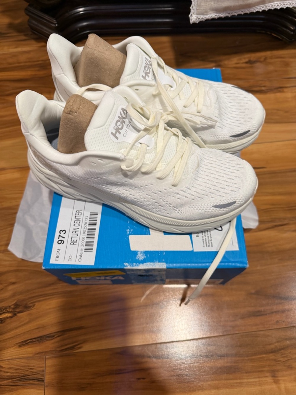 Hoka All-White Lightweight Running Sneakers